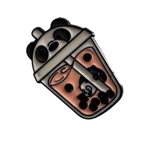 Panda Boba Tea Lapel Pin Straw Pearl Bubble Tea Brooch Pin Accessories Jewelry